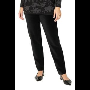 Susan Graver Women's Knit Corduroy Straight Leg Pant Black - Petite